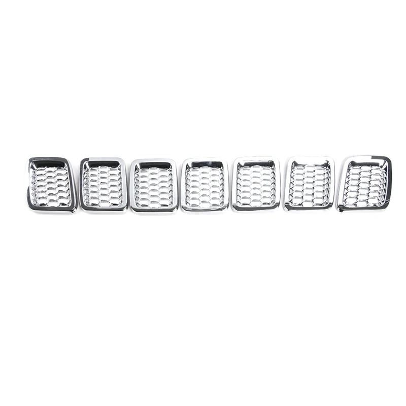 

Front Grille Cover Grill Ring Inserts Frame Trims Kit For Jeep Compass 2017 2018 2019 2020 2021 Car Accessories