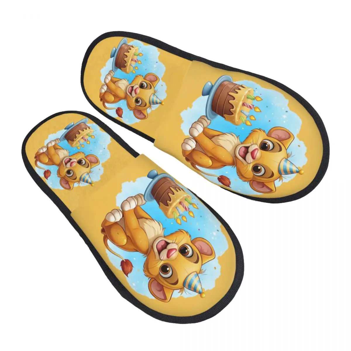 Custom The Lion King Simba Birthday Soft Memory Foam House Slippers Women Cozy Warm Anti-skid Sole Slipper