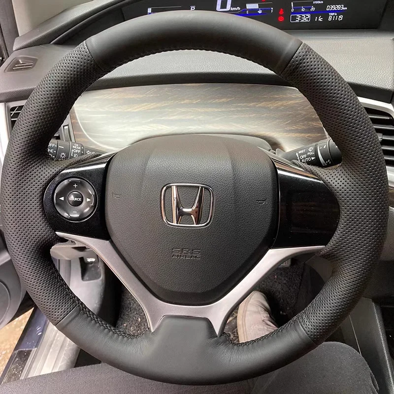 

Hand Sewing Steering Wheel Cover for Honda Civic 9th Generation 2012 2013 2014 2015 Leather Interior Protector Car Accessories