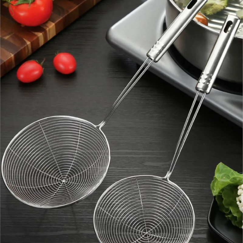 Oval Skimmer Stainless Steel Filter Mesh Oil Pot Food Filter Cookware Colander Fried Filter Kitchen Strainer Baking Cooking Tool