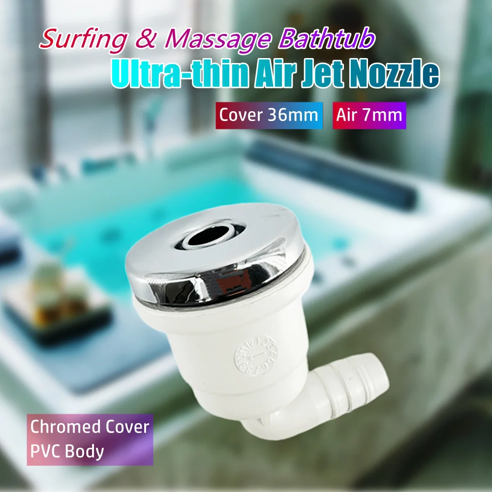 36mm Cover Air 7mm Ultra-thin Air Jet Nozzle Chromed Cap PVC Body Massage Bathtub Bubble Nozzle Hot Tub Air Jet Nozzle