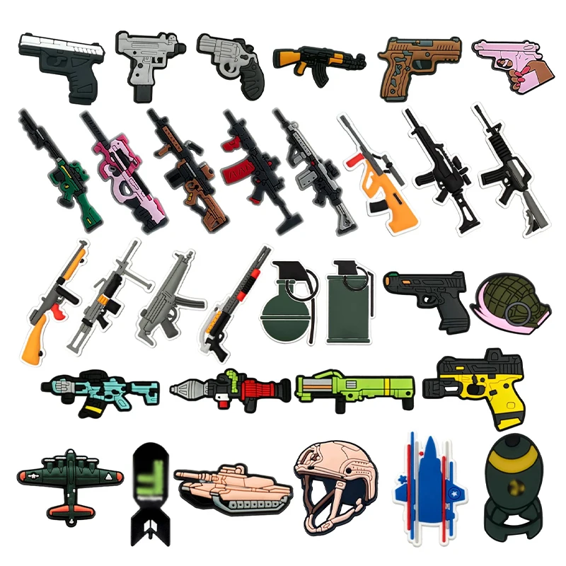 24-32-teiliges Cartoon-Army-Style PVC-Schuhcharms-Set, coole Militär-Croc-Charms für Jungen, Kinder, Clog-Sandalen