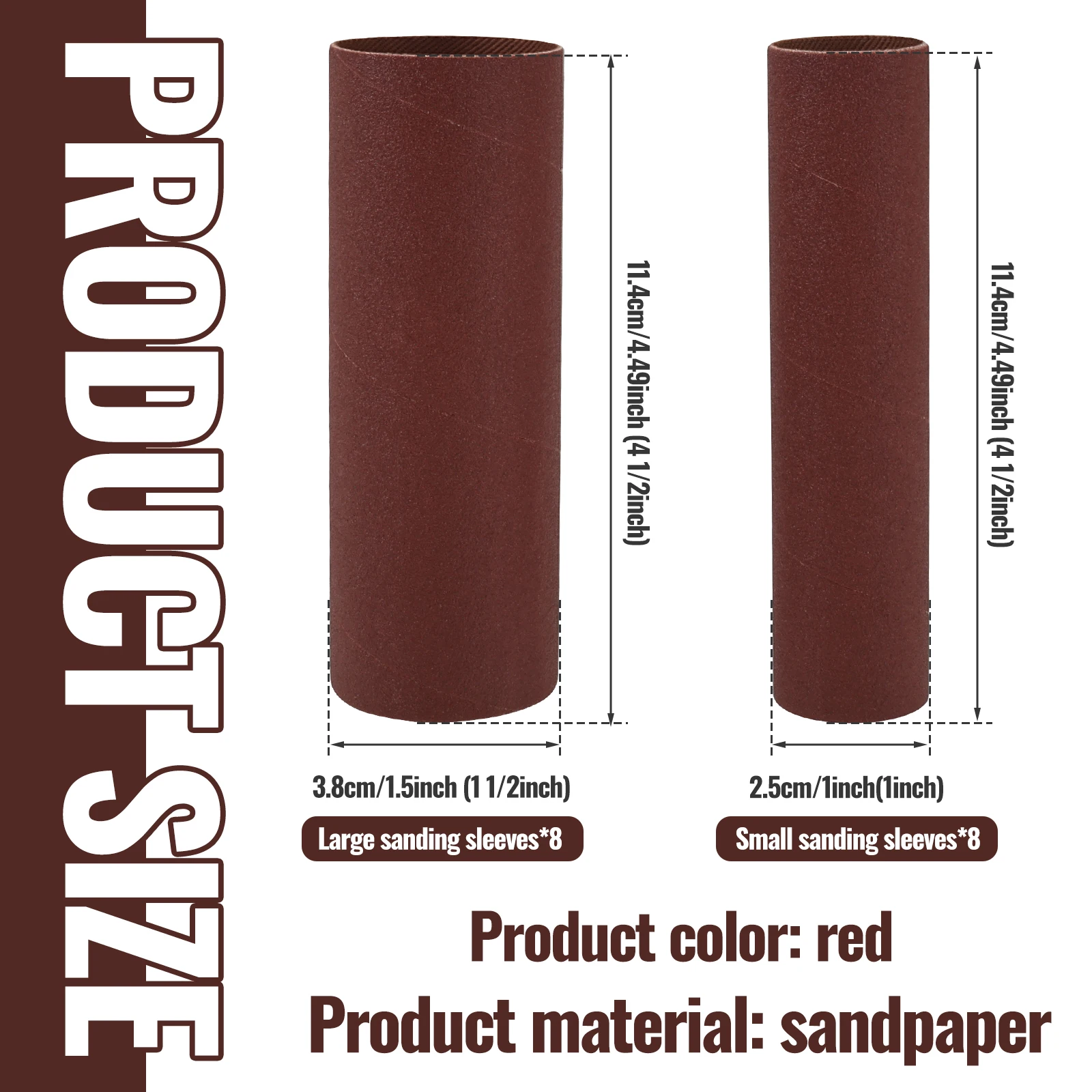 16Pcs Sanding Bands Sleeves 120 Grit 4.5x1.5 And 4.5x1 Inch Aluminum Oxide Abrasive Drum For Curved Wood Metal Rust Polishing