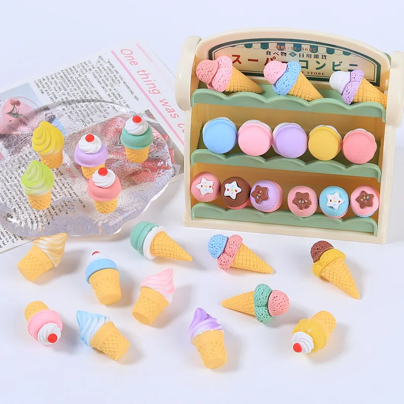 10pcs/lot Cute Mini Ice Cream Miniature Dollhouse Play Kitchen for Barbies Food House Accessories Toy