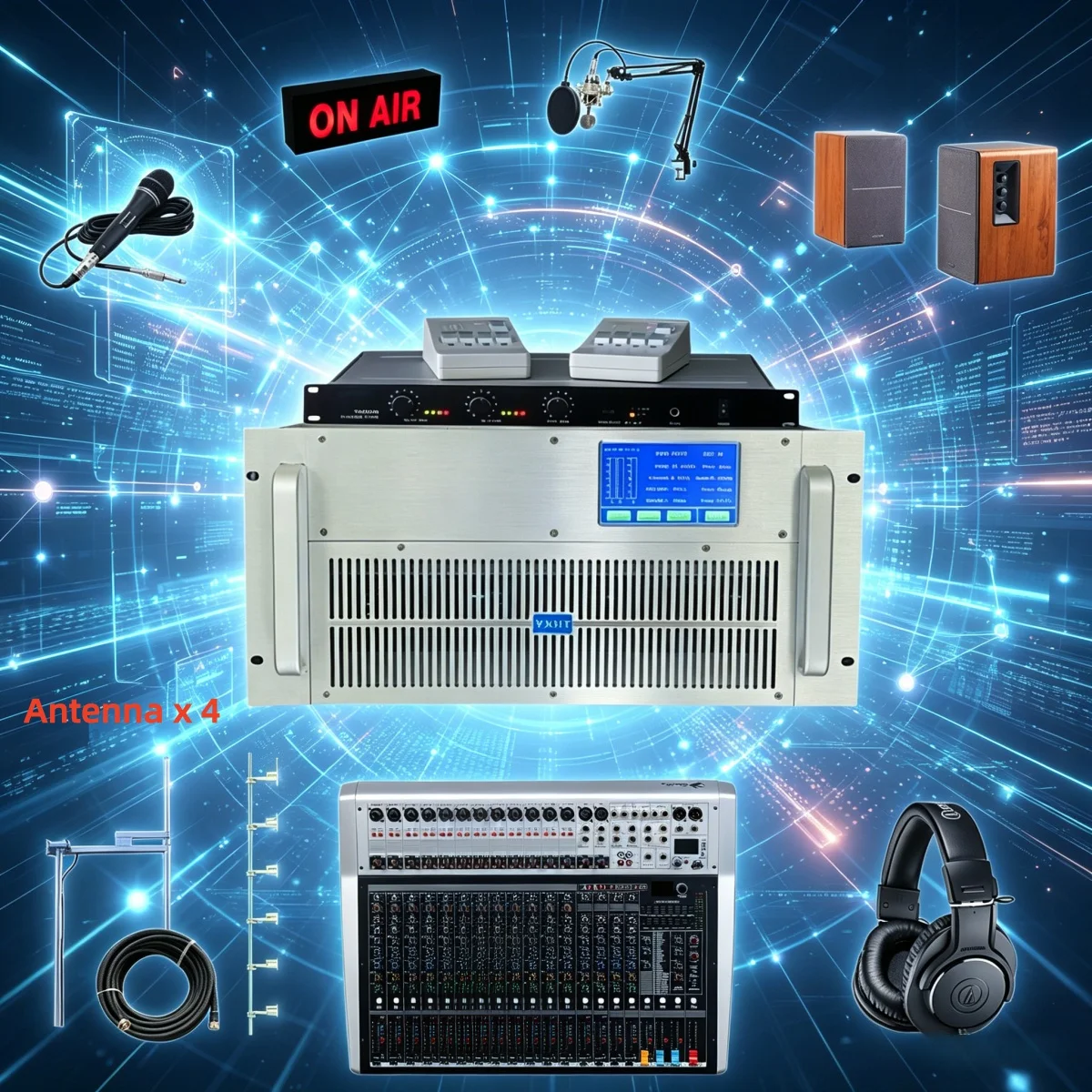 YXHT-2, 3.5KW(3500W) FM Transmitter Complete Professional System, Studio Broadcast Station, Full Kit, Export Ready