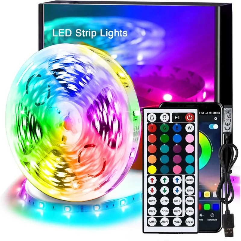 DC 5V RGB 5050 Led Strip Light Bluetooth App Music Sync Led Lights 1m-40m Flexible Ribbon Diode Tape Christmas Party  Room Decor