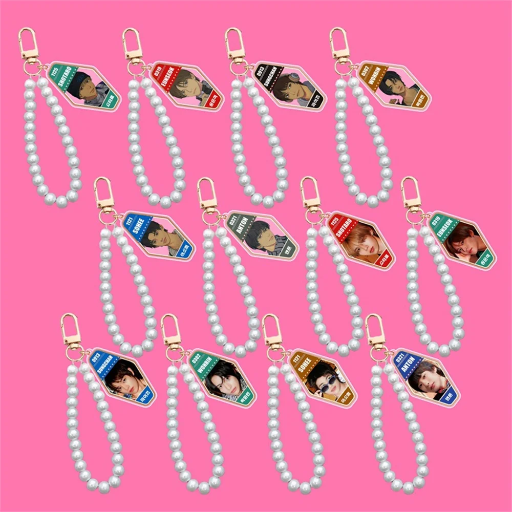 2pcs/Set Kpop RIIZE Keychain 12CM Figure Printing Bead Chain Pendant Backpack Accessories Keyring WONBIN SOHEE SHOTARO Fans Gift