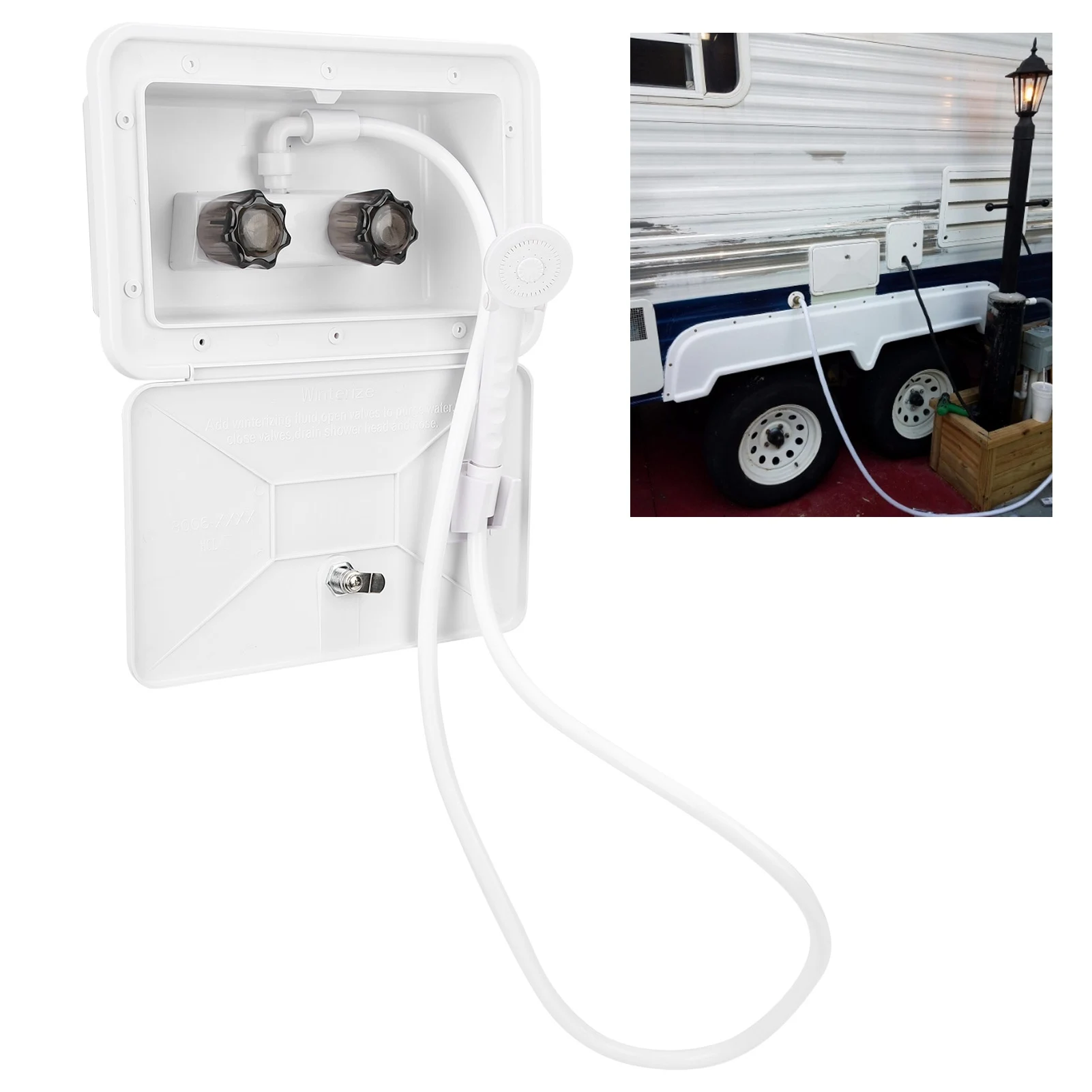 Caja de ducha exterior con cerradura, Kit de lavado Exterior de plástico montado en la pared para barco, autocaravana, accesorios de acampada, 1 ud.