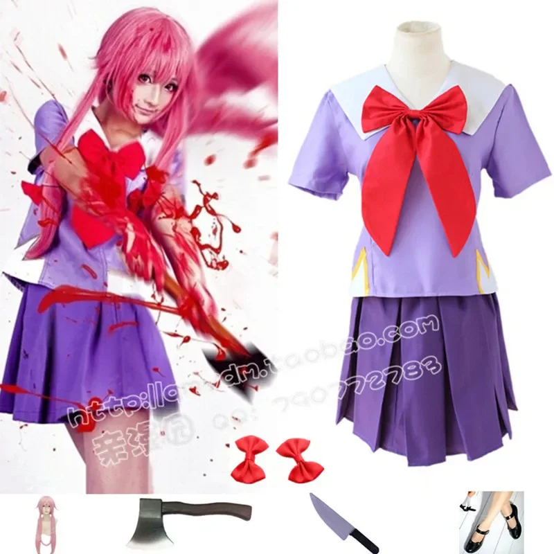 New Arrival Women Halloween Anime Future Diary 2nd Mirai Nikki Yuno Gasai Costume Cosplay