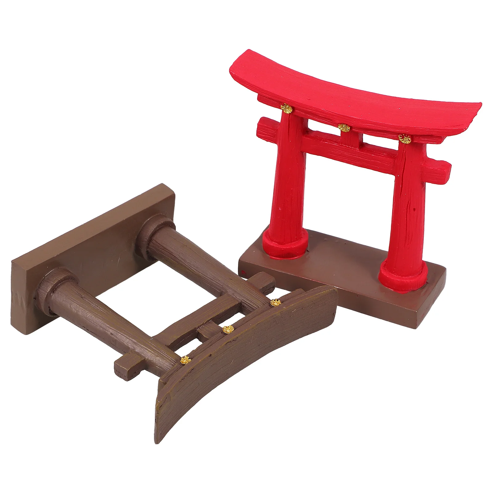 

2 Pcs Garden Statues Outdoor Ornaments Micro Landscape Prop Mini Gate Decor Man