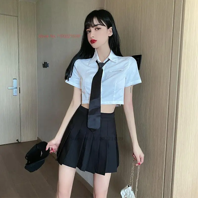 Uniforme sexy da escola Jk para mulheres, meninas japonesas, blusa, gravata, saia plissada, açúcar, menina doce, roupas de estudante universitário, 2024