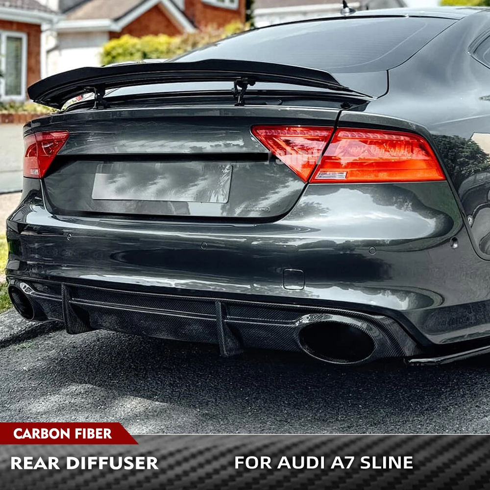 Für Audi A7 Sline 2011-2014 Carbon Faser Auto Hinten Stoßstange Diffusor Lip Spoiler Racing Hinten Diffusor Lip Schürze schutz Auto Body Kit