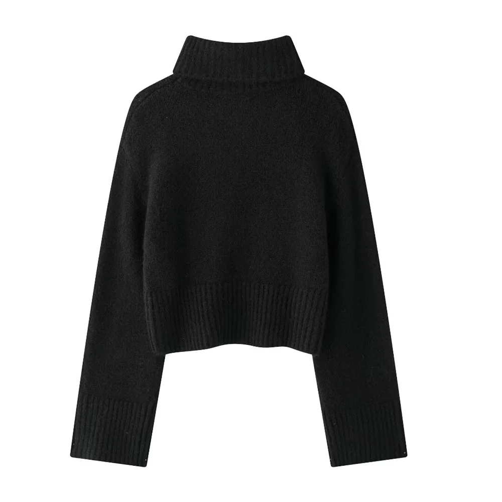 PB&ZA stand up soft basic knitted sweater pullover sweater solid color long sleeved autumn and winter new women's clothing