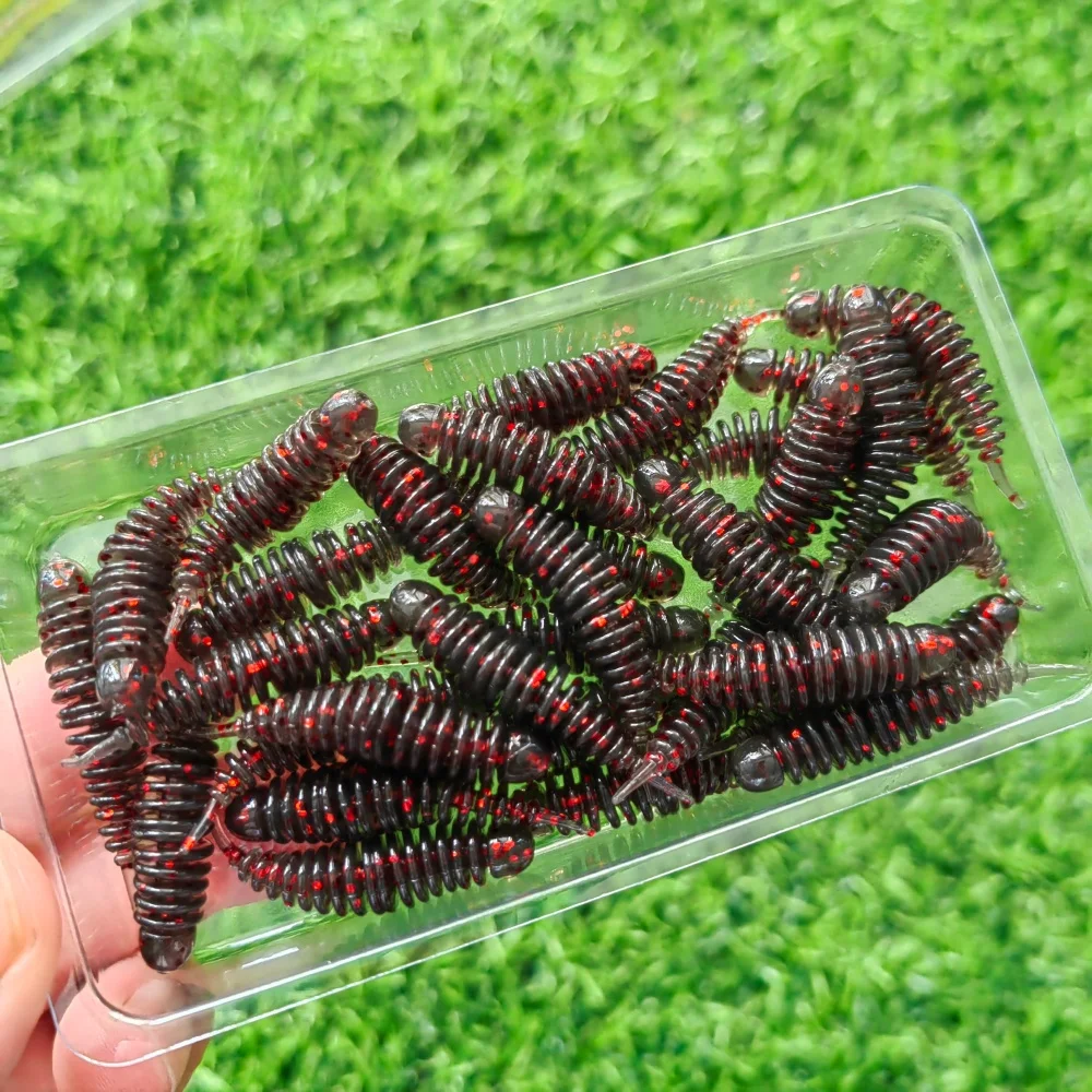 Mukun 30 pçs mini iscas de pesca macias 3cm/0.58g 4.2cm/0.75g pesca carpa baixo isca isca isca artificial equipamento de pesca