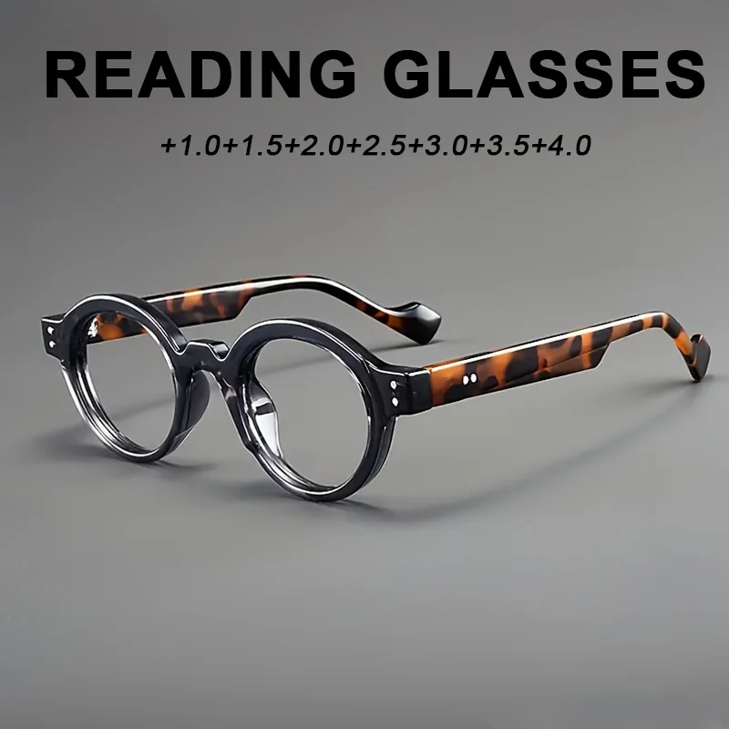 1-teilige modische durchscheinende Schildpattbrille, runde Lesebrille im Retro-Stil, modische Lesebrille für Männer und Frauen