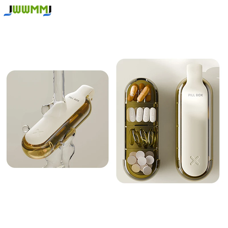 

1pcs Portable Pill Organizer 4 Compartments - Daily Travel Pill Case Waterproof, Pill Box for Purse, Compact Travel Medicine