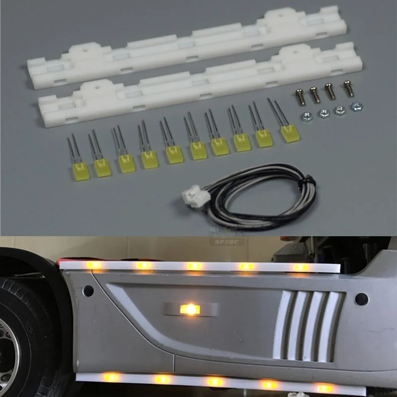 Parti della lampada laterale delle luci della gonna laterale a LED per 1/14 Tamiya RC Truck ribaltabile SCANIA 770S 56368 VOLVO ACTROS AROCS MAN