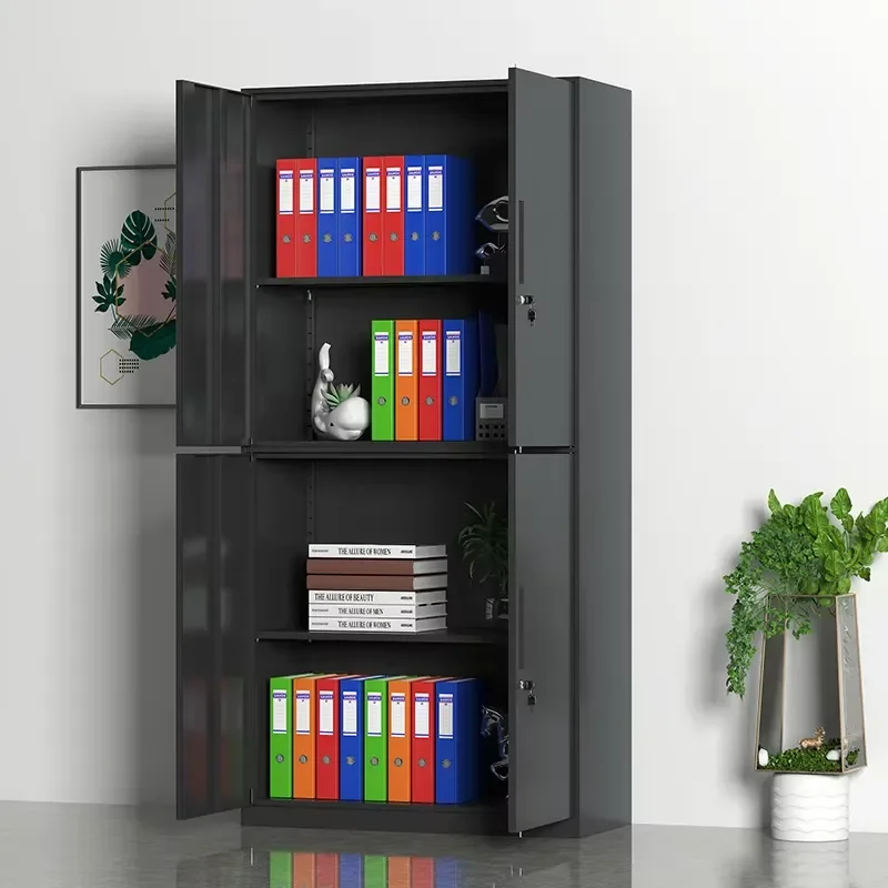 Modern Adjustable Glass Door Office Filing Cabinet with Key Lock-Durable Storage for School Hospital & Commercial Use