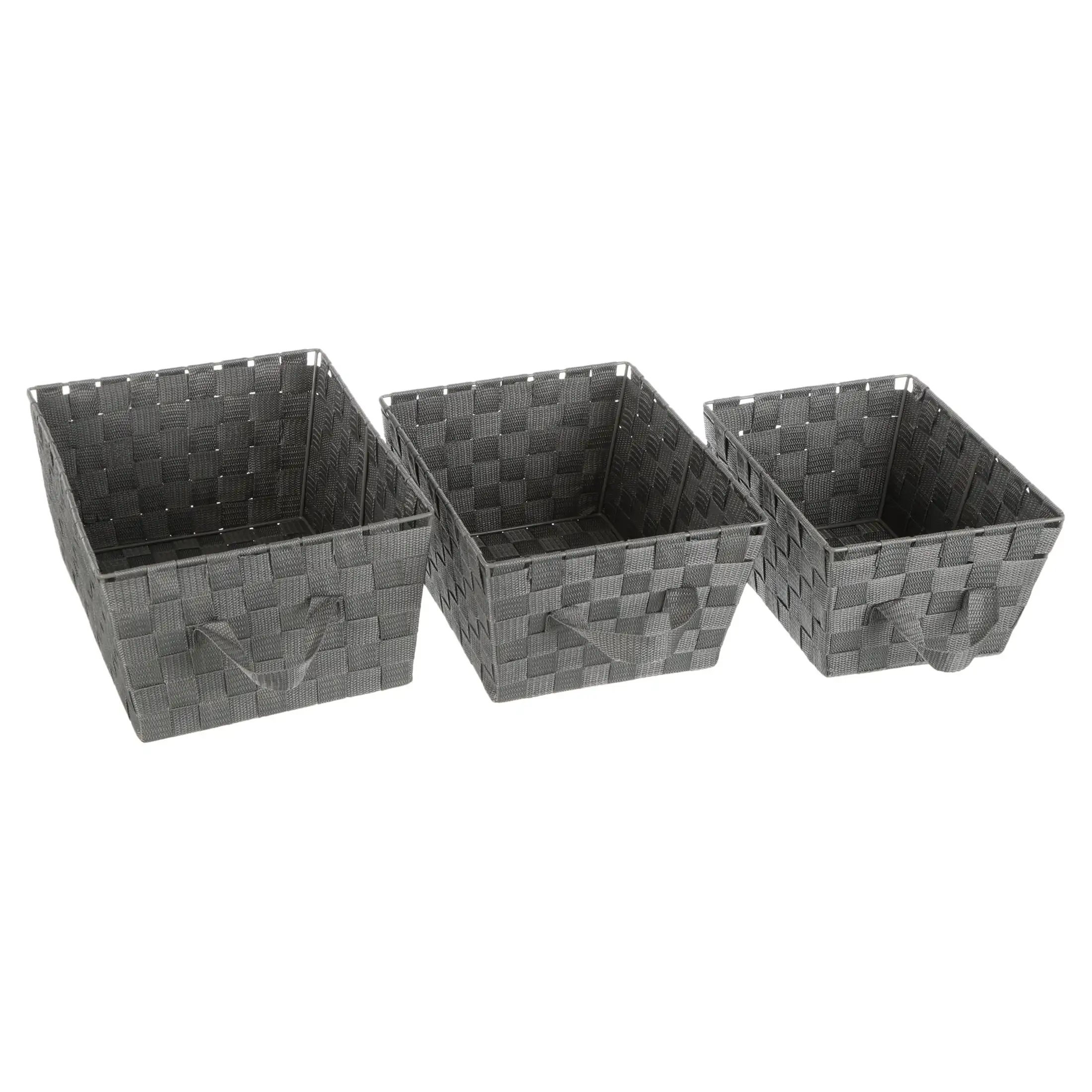 Whitmor Woven Strap Storage Baskets - Set Of 3 - Gray