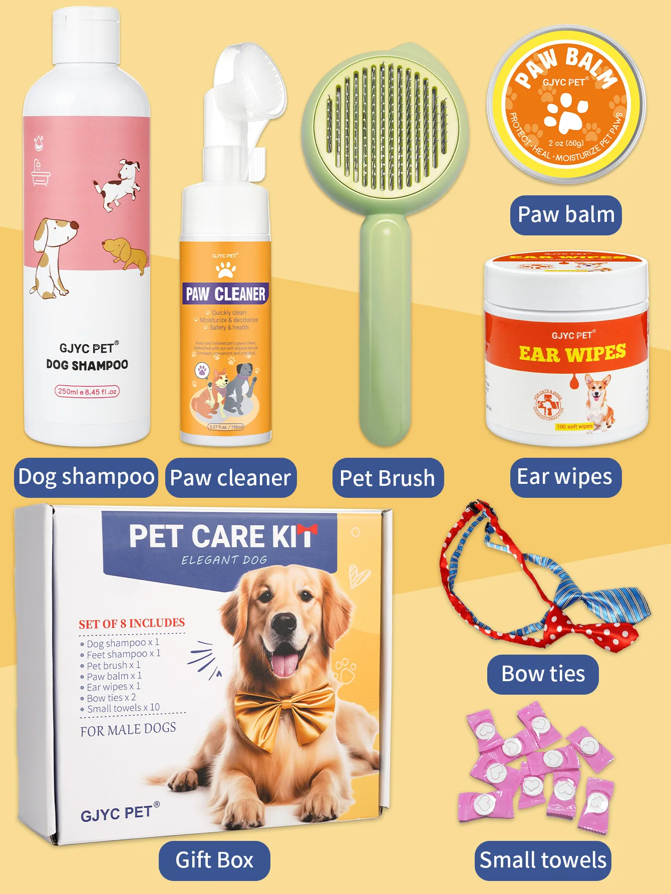 

Набор для ухода за и чистящими домашними животными 8-в-1 для собак, подарочная коробка на день рождения с шампунем, кондиционером, дезодоратором, смягчает и свежает мех