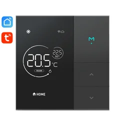 Controlador de temperatura para calefacción de suelo, termostato inteligente para el hogar, con Wifi, interruptor IOT, Panel LED, color negro plateado, Tuya