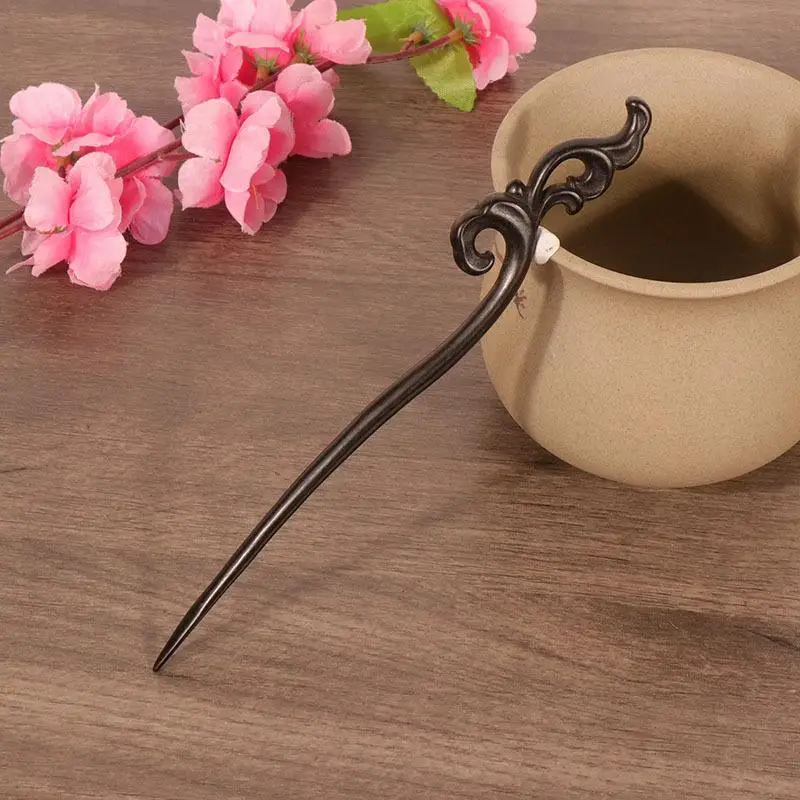 Modischer und schlichter Retro-Haarnagel aus schwarzem Holz für Bräute, Damen-Haaraccessoire, ethnische Holz-Haarspange, Kopfschmuck-Accessoire – Detail 8