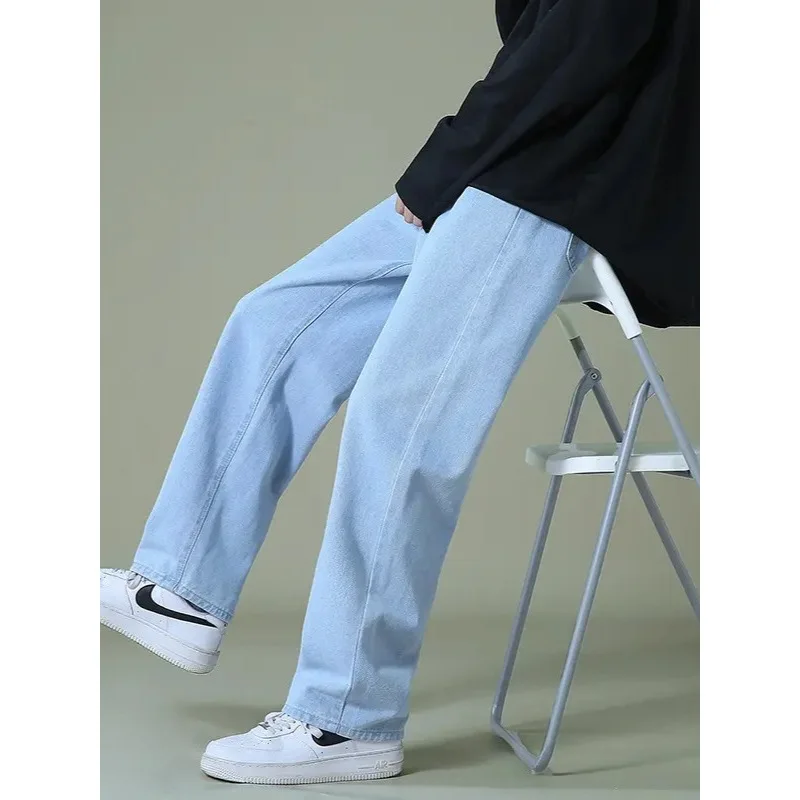 

Retro American High Street Loose Men's Fashionable Straight Leg Jeans Wide Leg Casual Trousers for Teenagers Spring Season