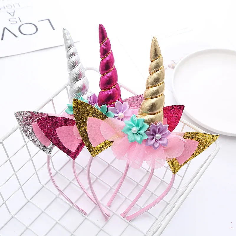 Unicorn Hair Band Girl Halloween Party Performance Hat Headwear Unicorn Theme Birthday Cute Kids Headband Accessories