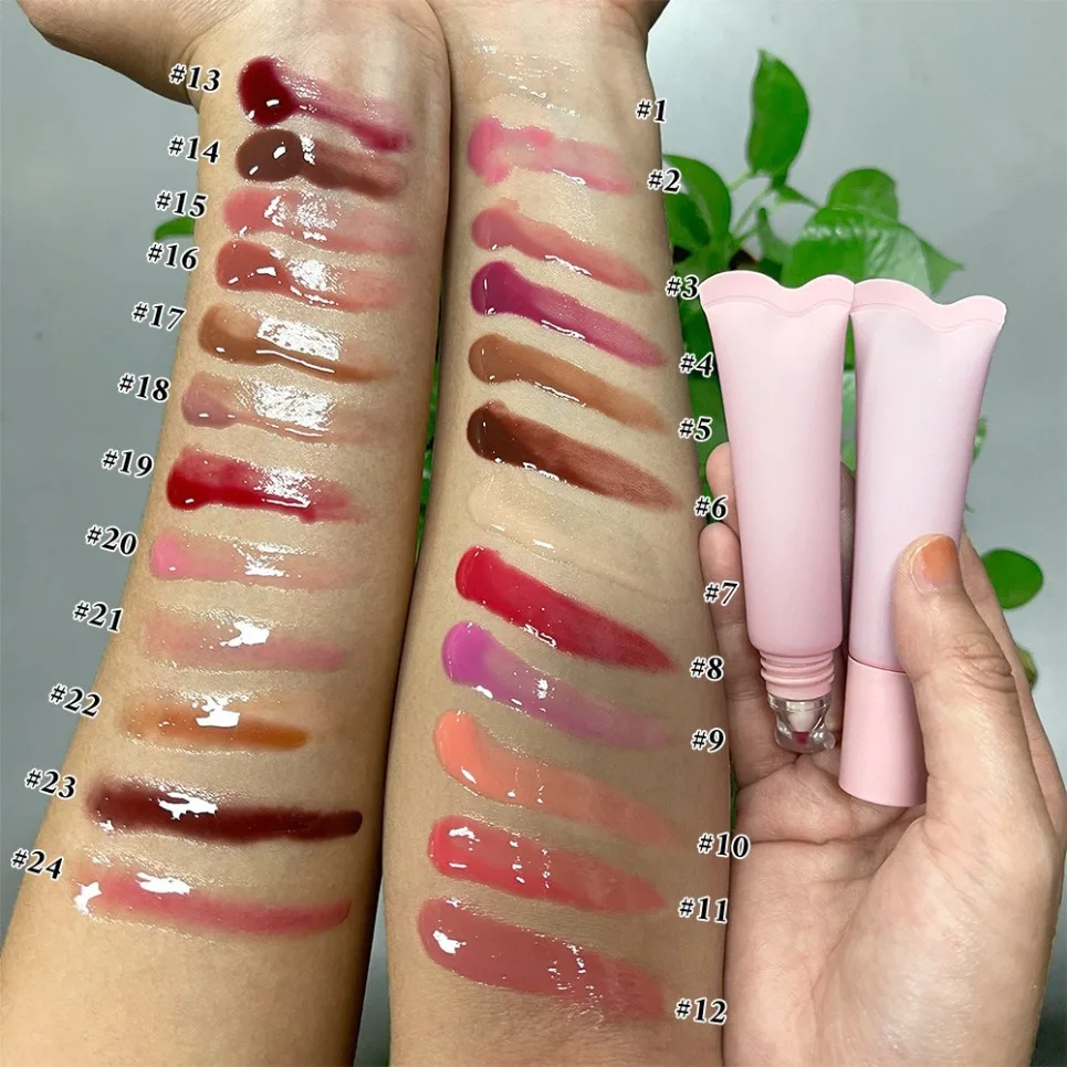 24 Colors Soft Tube Moisturizing Lip Glaze Private Label Lipgloss Custom Logo Vegan Makeup Wholesale