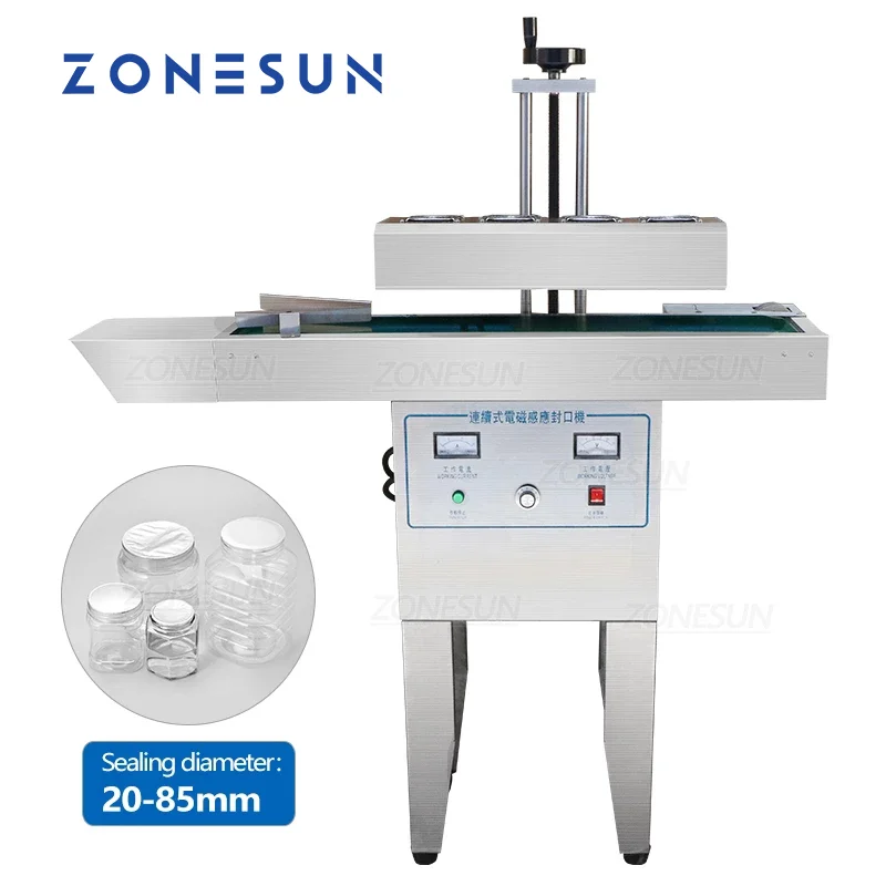 

ZONESUN Automatic Electromagnetic Continuous Induction Glass Bottle Vial Cap Aluminum Foil Sealer Sealing Machine