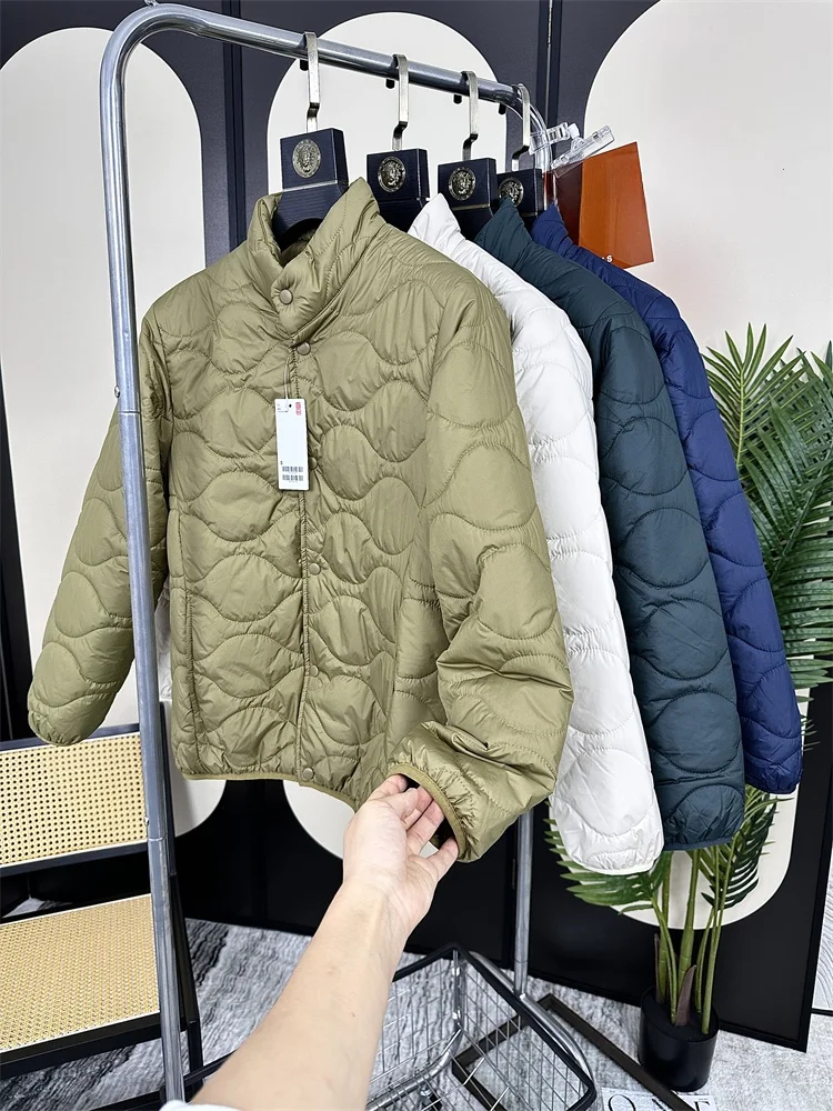 

Warm Stitched Cotton Jaet Men's Nel Casual Lightweight Faionable Ciscape Thiened Regular Fit with kets