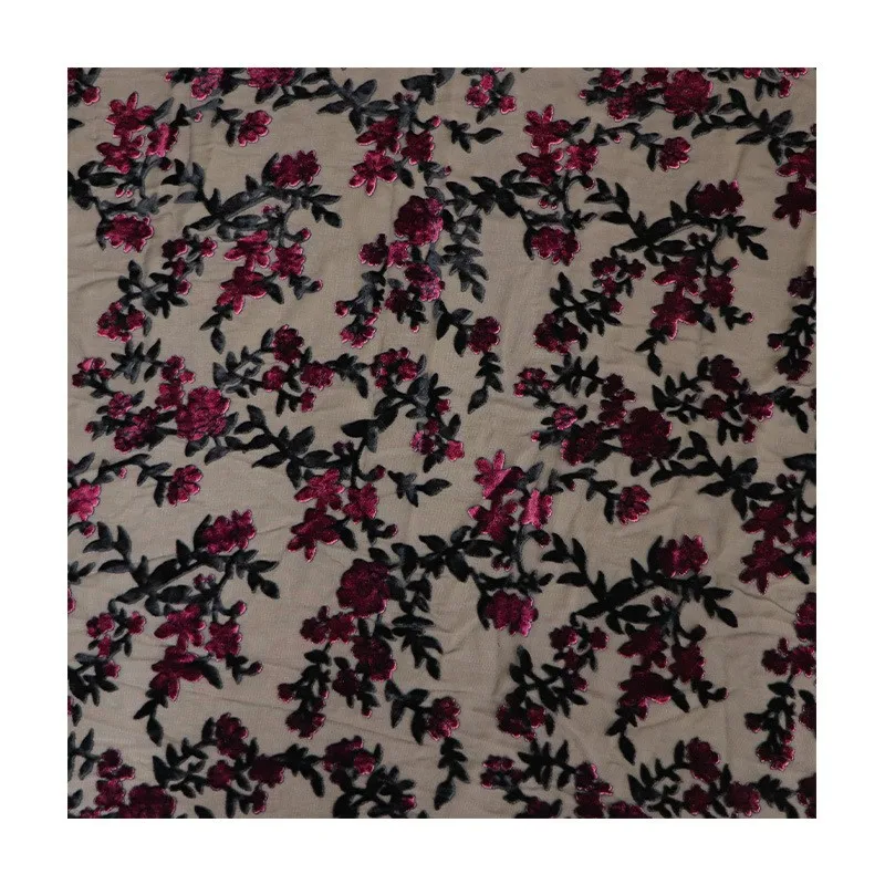 Velvet printed women's clothing fabric silk cheongsam dress patterned