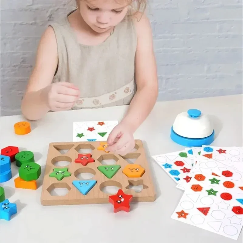Montessori Shape Color Geometrisches Matching-Spiel # #   Speicher Schachsortierer Spielzeug Farbe sensorisch # #   Lernspielzeug für Kinder Baby..