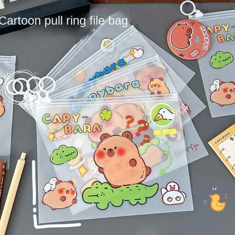 Transparent Capybara File Bag New Light PVC Zip File Bag Large Opening Portable School Supplies Student