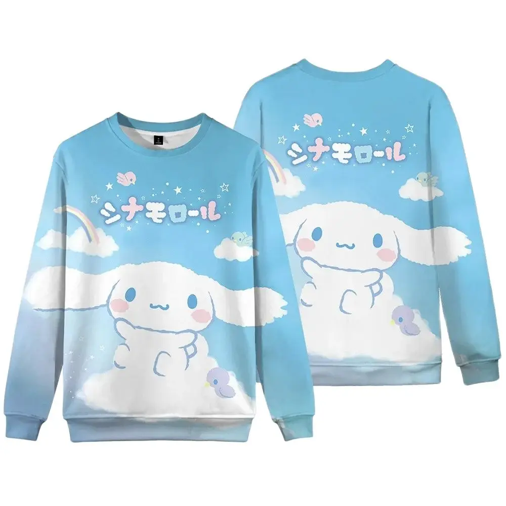 MINISO New Cartoon Peripheral Cinnamon Dog Printed Fashion Casual Long Sleeve Pullover O-Neck Sweatshirt Children Tops Clothing