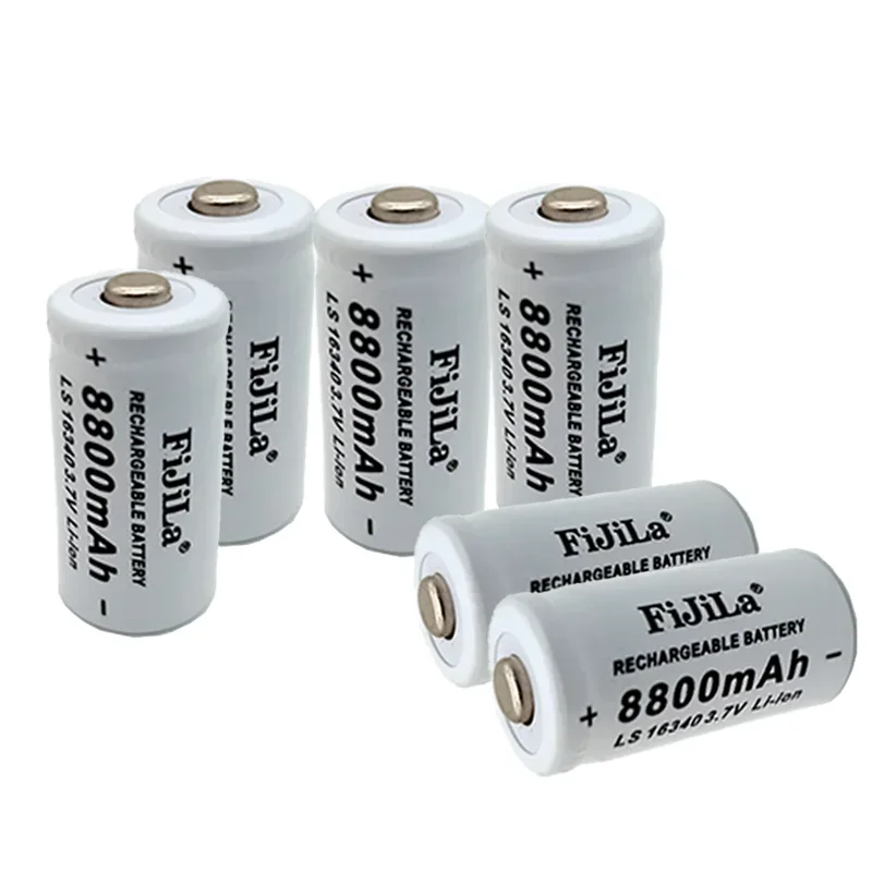 Bateria cylindryczna 16340 CR123A 8800 mAh 3,7 V akumulator litowo-jonowy 16340 ładowarka bateria do samodzielnego montażu