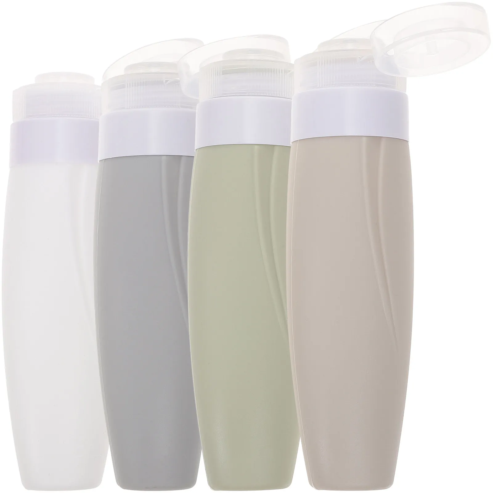 4Pcs Reusable Travel Bottles Leak Proof Silicone Squeeze Bottles for Hand Facial Cream Body Lotion Sunscreen
