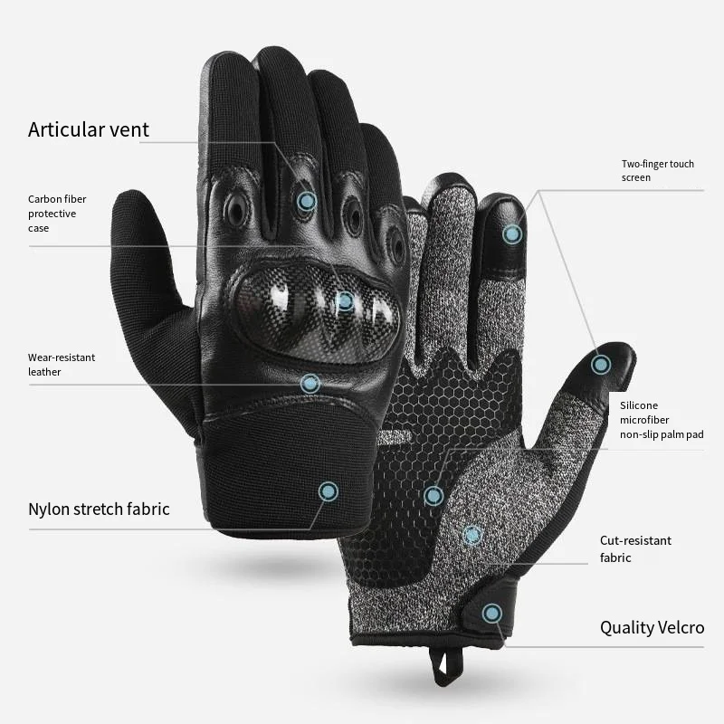 New Men 5 s Anti-cutting Carbon Fiber Gloves Tactical Motorcycle Riding Non-slip Touch Screen Glove Outdoor Combat Army Hunting