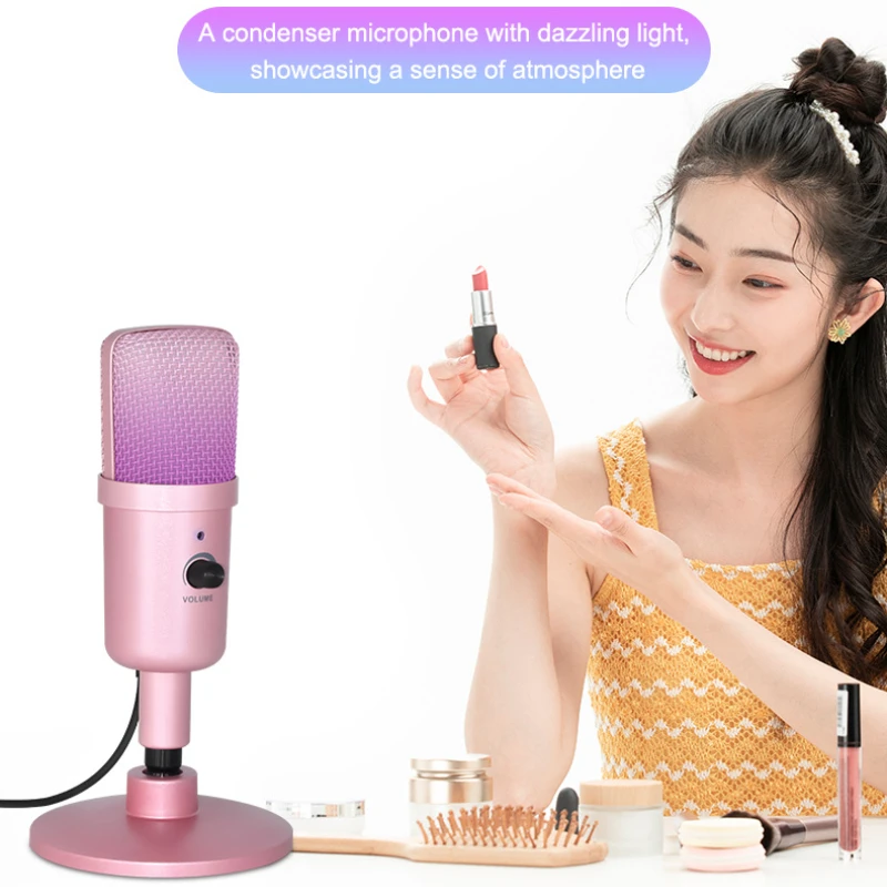 2024 New ZX662 RGB Game Microphone Live Recording Esports Computer Phone USB Microphone Karaoke Professionnel mic