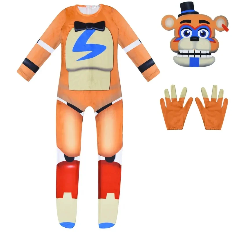 2026 New Halloween Cosplay Costume Fnaf Horriable for Five Night F-Freddyyed Jumpsuit+mask+gloves Nightmare bear Bonnied A AABA view 5