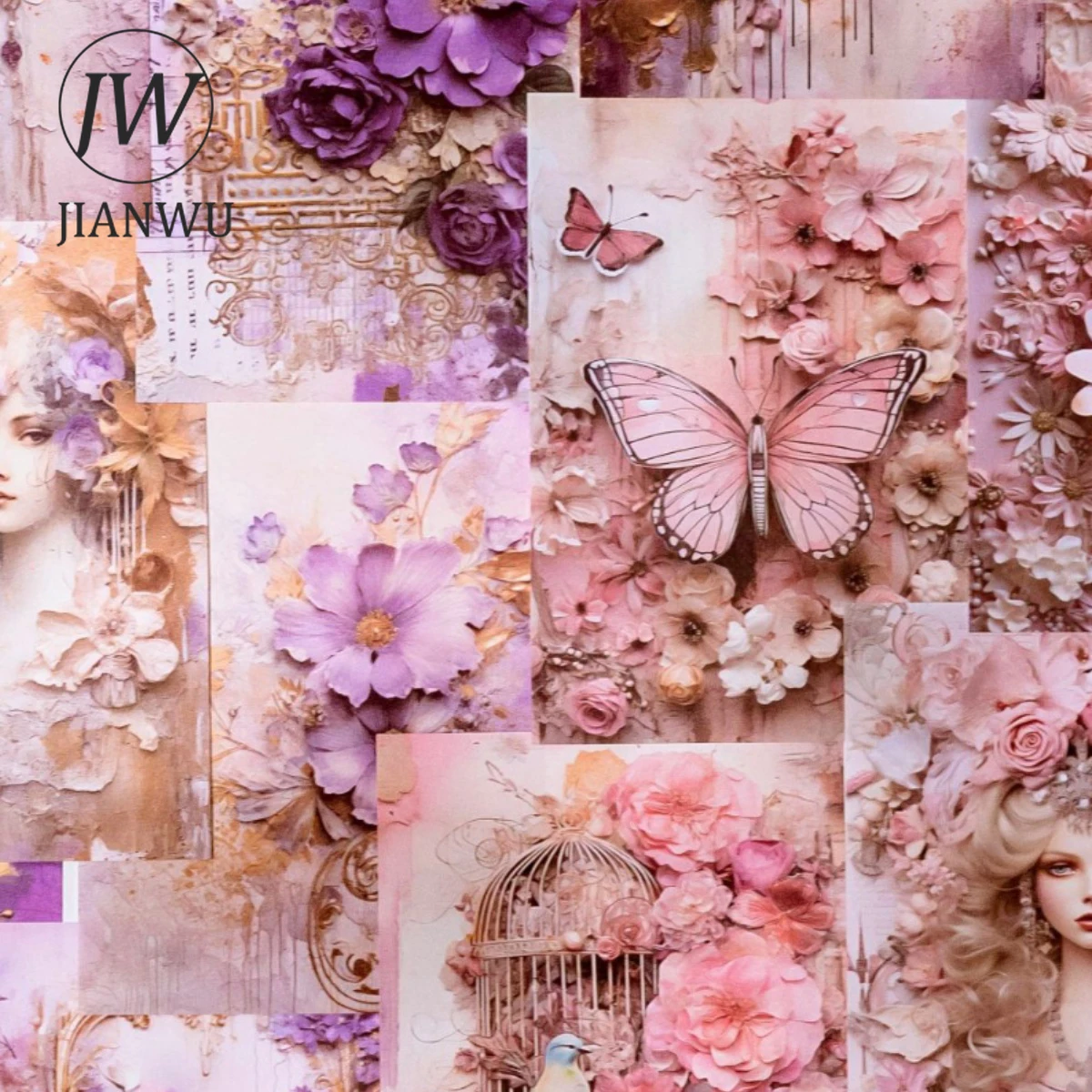 

JIANWU 30 листов бумажный рельефный винтажный цветочный коллаж серии The Beautiful Time Like A Dream из материала для креативного журнала канцелярские принадлежности