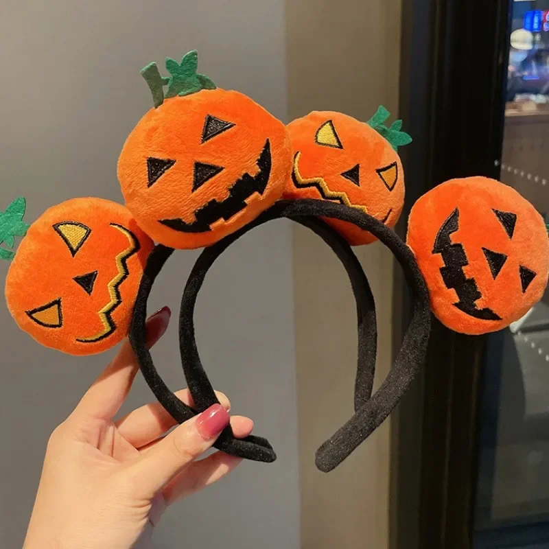 Halloween Pumpkin Headband Evil Expression Pumpkin Hair Hoop High Curvature Devil Doll Hair Band Unisex Festival Cute Headwear