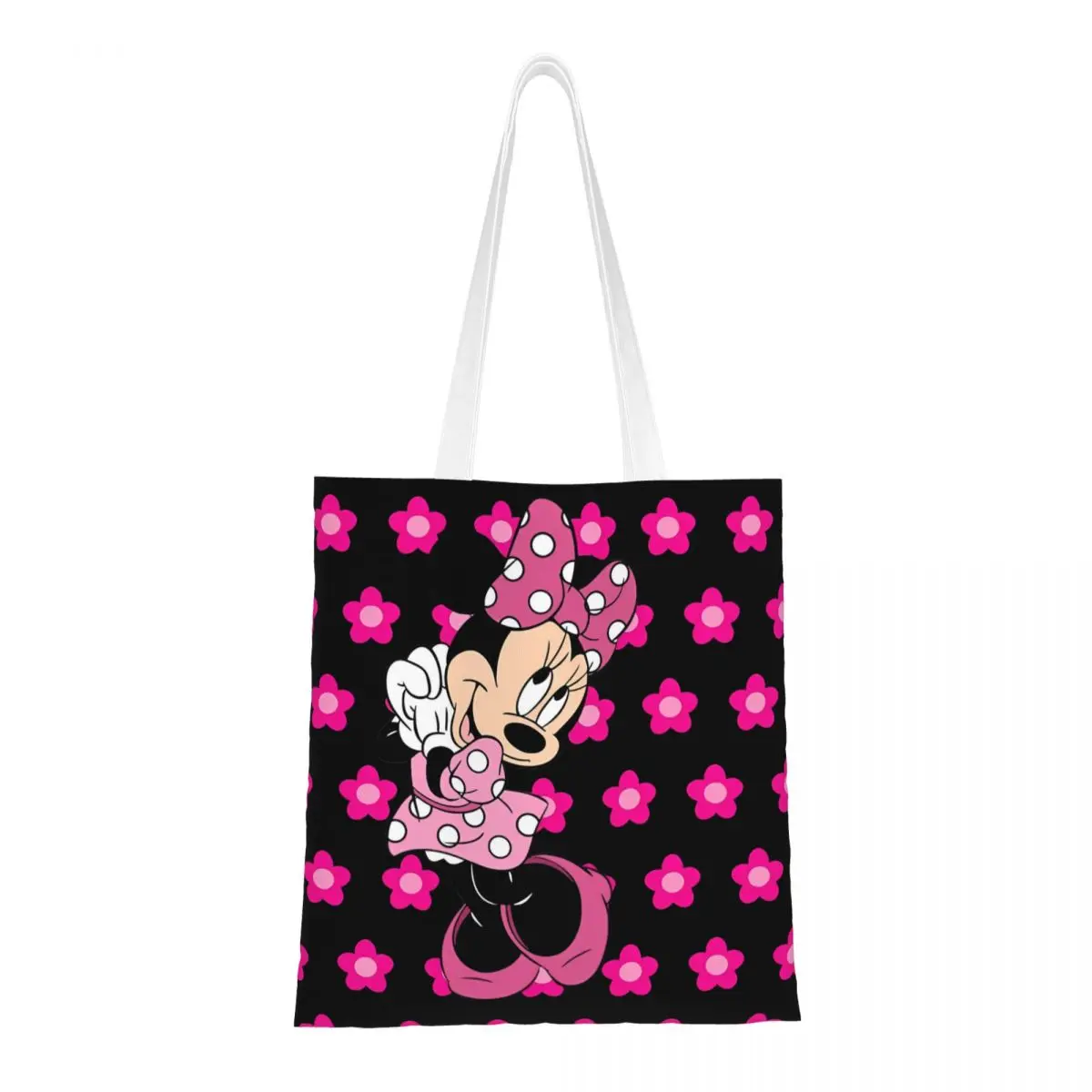 Women Men Cartoon Cute Minnie Mickey Mouse Tote Bags Canvas Grocery Bag for Shopping Handbags