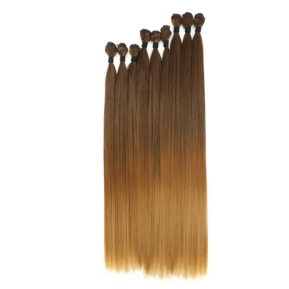 Bone Straight Hair Synthetic Extensions Ombre Long Blonde Hair Bundles Super Long Hair 20 24 28 Inch Straight Hair Full to End