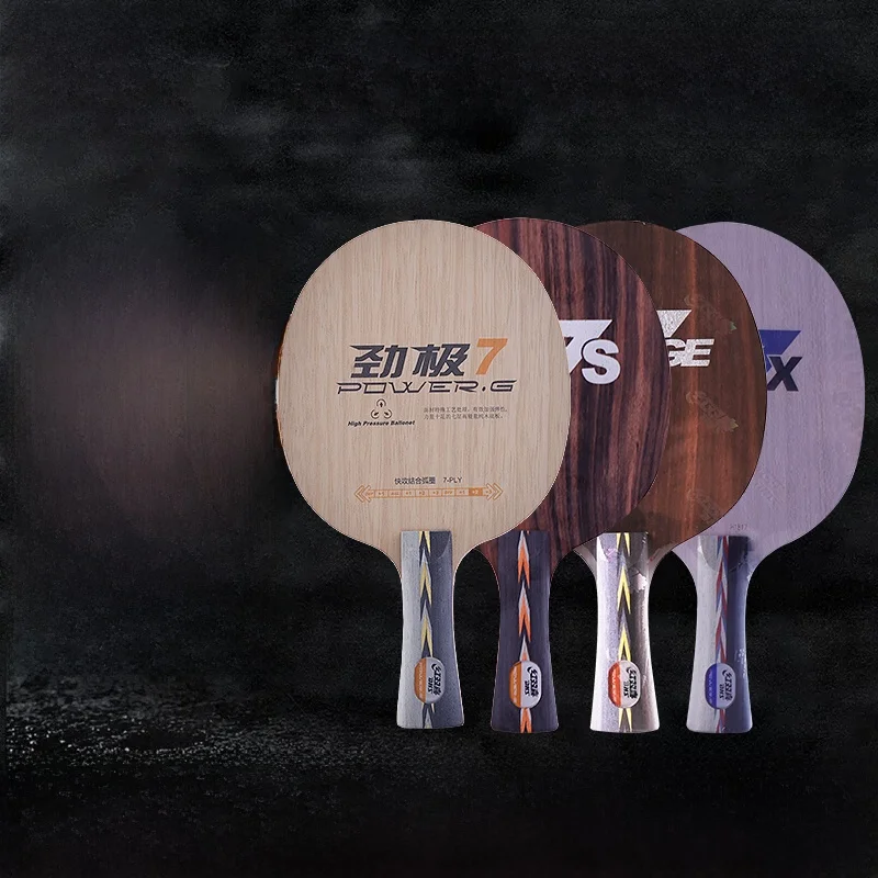 raquette-de-ping-pong-professionnelle-red-double-happiness-7s-en-bois-d'ebene-noir-a-haute-elasticite-bois-pur-cercle-en-arc-attaque-rapide