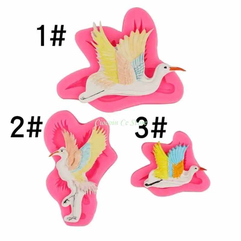 X90F White Crane- Silicone Mold Ice Cream Mold Green Bean Cake Candy Mold Chocolate Ice Block French Dessert Cake Decorations