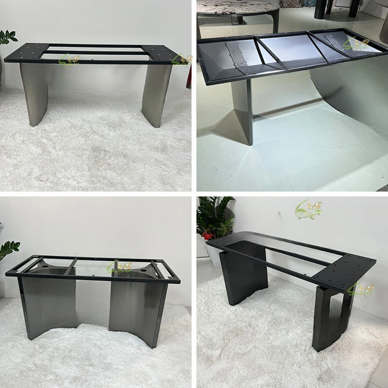 Stainless steel table legs with luxurious stone table feet Modern household rock plate table feet bracket with frame base