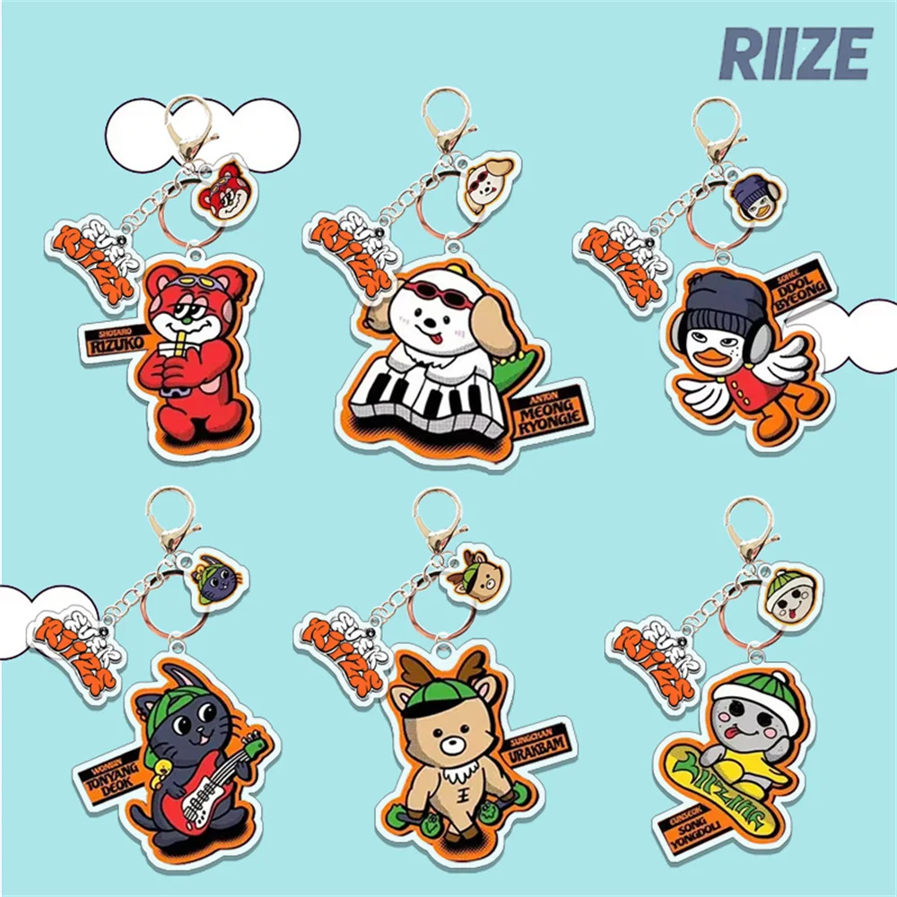 Kpop RIIZE Cartoon Cute Acrylic Keychain Backpack Pendant Keyring High Quality INS Style Key Ring SHOTARO WONBIN ANTON Fans Gift