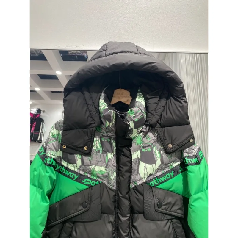 New Letter-style Down Jacket for Women Short Hooded Thick Jacket Fashionable and Trendy Brand Color-blocking Top Women’s Wear