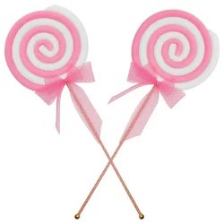 2Pcs Fake Food Lollipop Props Child Christmas Crafts Carnival Swirl Lollipops Foam Party Fake Food Photo Christmas Decorations